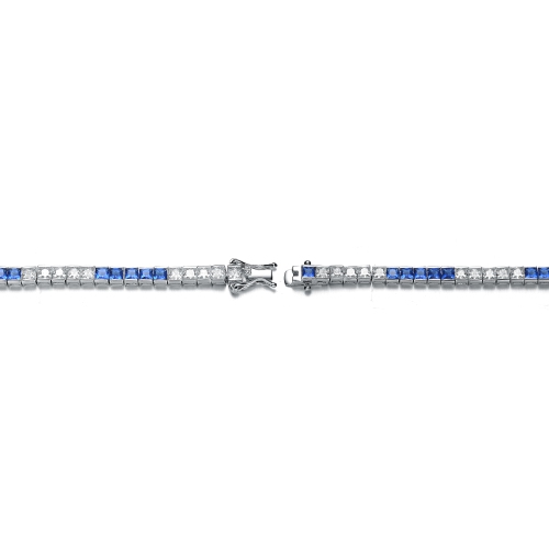 Rozzato Sterling Silver Sapphire Cubic Zirconia Tennis Bracelet