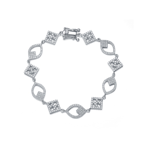 ROZZATO  Sterling Cubic Zirconia Pave Set Bracelet In Silver