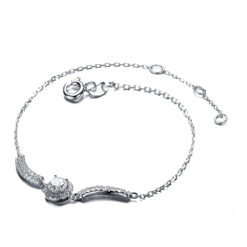 Rozzato Sterling Silver Cubic Zirconia Adjustable Bracelet