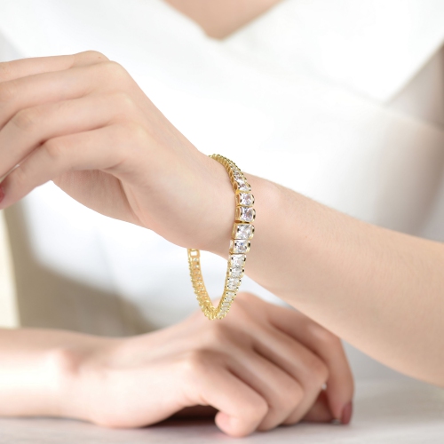 Rozzato Sterling Silver Gold Plated Cubic Zirconia Graduating Bracelet