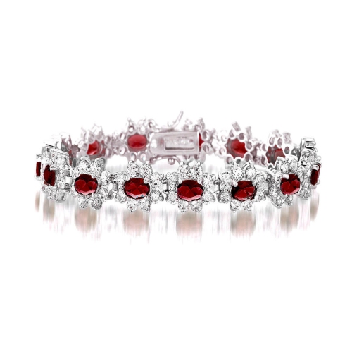ROZZATO  Sterling Ruby Cubic Zirconia Bracelet In Silver