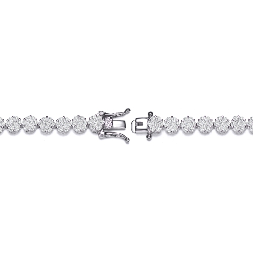 Rozzato Sterling Silver Cubic Zirconia Flower Design Tennis Bracelet