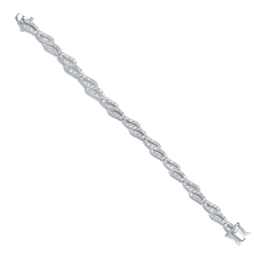 Rozzato Sterling Silver Cubic Zirconia Figure Infinity Bracelet