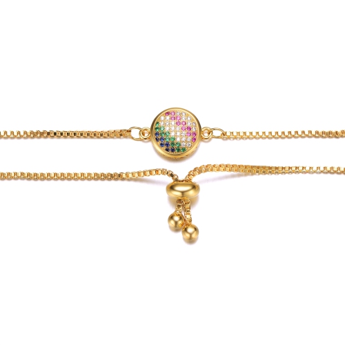 Rozzato 14k Gold Plated Multi Color Cubic Zirconia Adjustable Bracelet