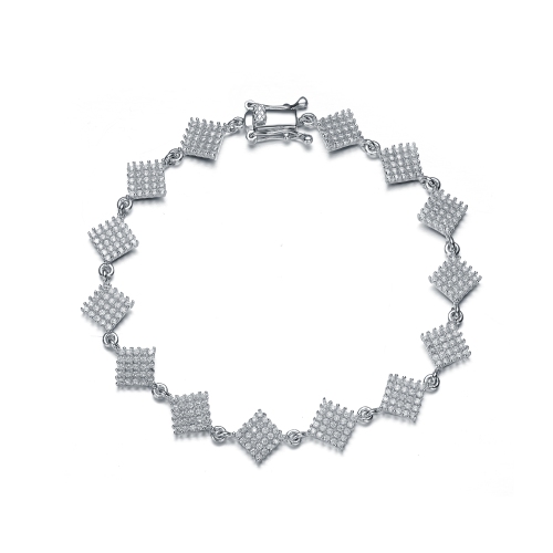 Rozzato Sterling Silver Cubic Zirconia Square Bracelet