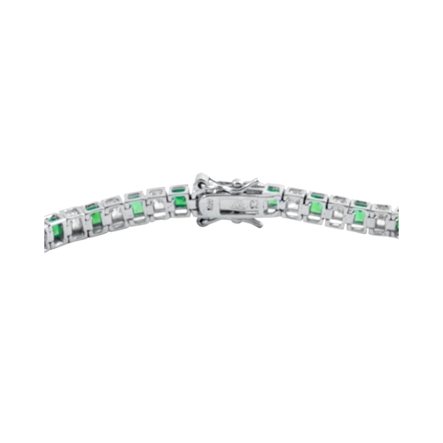 Rozzato Sterling Silver Emerald Cubic Zirconia Tennis Bracelet