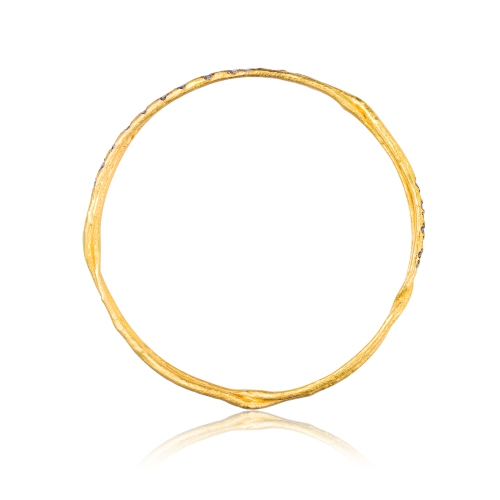 Rozzato Sterling Silver Gold Plated Cubic Zirconia Bangle Bracelet