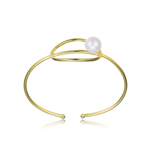 Rozzato Sterling Silver Gold Plating Freshwater Pearl Cuff Bracelet