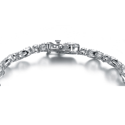 Rozzato Sterling Silver Clear Cubic Zirconia Circle Link Bracelet