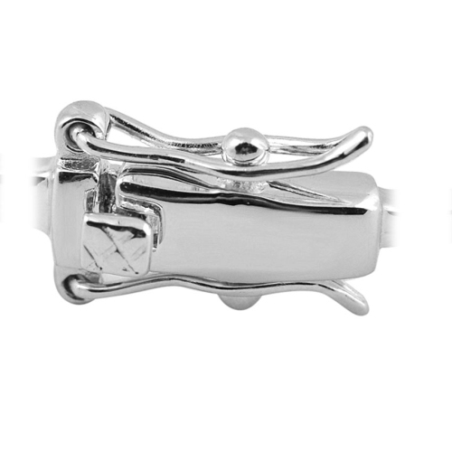 Rozzato Sterling Silver Cubic Zirconia Oval Bangle Bracelet