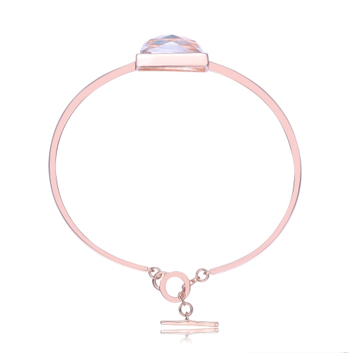 Rozzato Sterling Silver Rose Gold Plated Cubic Zirconia Bangle Bracelet