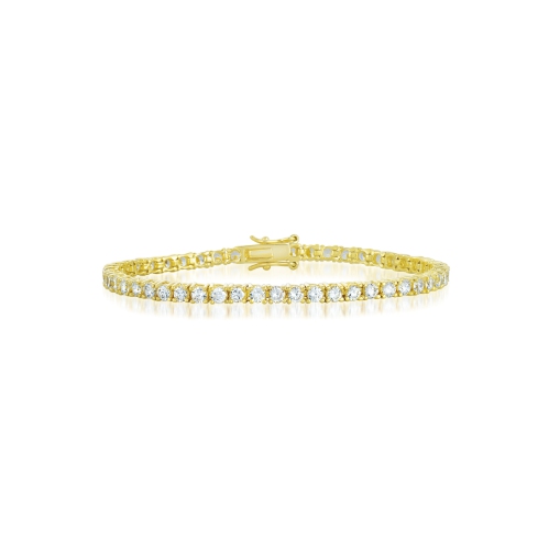 Rozzato Sterling Silver Gold Plated Cubic Zirconia Tennis Bracelet