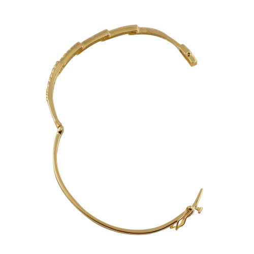 Rozzato Sterling Silver Gold Plated Cubic Zirconia Pave Bangle Bracelet