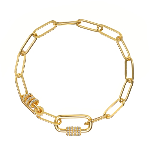 Rozzato 14k Gold Plated Cubic Zirconia Chain Bracelet