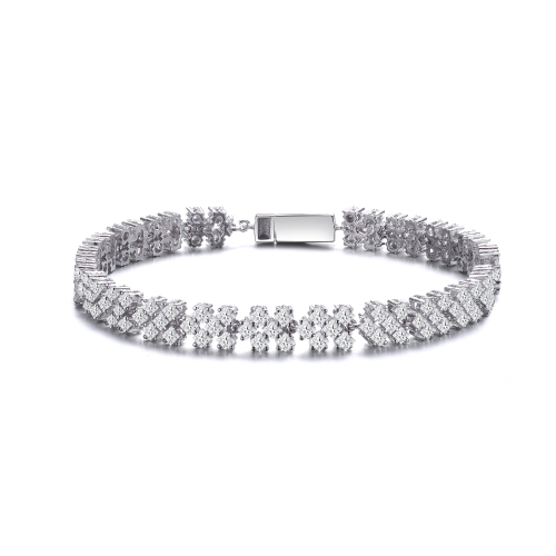 Rozzato Sterling Silver Cubic Zirconia Cluster Tennis Bracelet