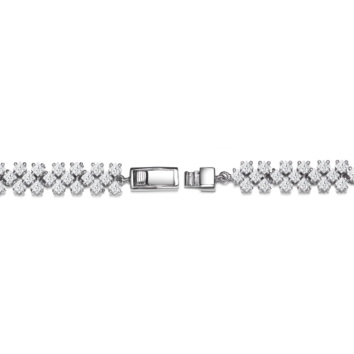 Rozzato Sterling Silver Cubic Zirconia Cluster Tennis Bracelet