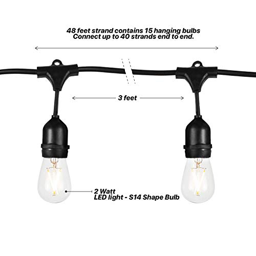 Brightech Ambience Pro Edison Black LED Waterproof String Lights