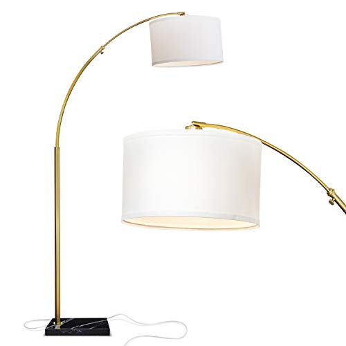 BRIGHTECH  Logan - Contemporary Arc Floor Lamp W. Marble Base - Over The Couch Hanging Light On Arching Pole - Modern Living Room Lighting Matches Logan - LED Arc Floor Lamp with Marble Base, Modern Tall Standing