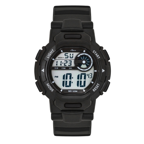 ASPEN  Mens Digital Sports Watch, 46MM Large Face Digital Chronograph, Resin Strap, Military Time 12H/24H, Light Up, Alarm, Stopwatch, Water Resistant