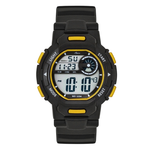 ASPEN  Mens Digital Sports Watch, 46MM Large Face Digital Chronograph, Resin Strap, Military Time 12H/24H, Light Up, Alarm, Stopwatch, Water Resistant