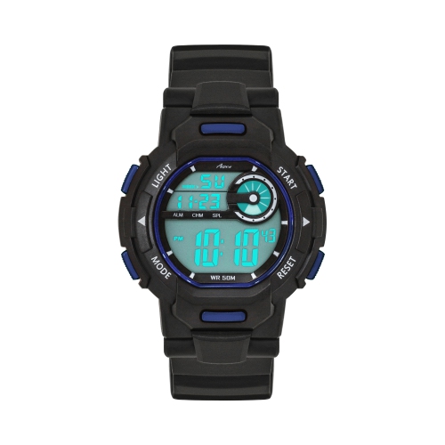 Mens Digital Sports Watch, 46mm Large Face Digital Chronograph, Resin Strap, Military Time 12H/24H, Light Up, Alarm, Stopwatch, Water Resistant