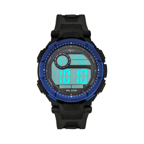 Montre de sport numérique pour hommes de 45mm, chronographe numérique avec grand écran, bracelet en résine, heure militaire 12H/24H, s'allume,