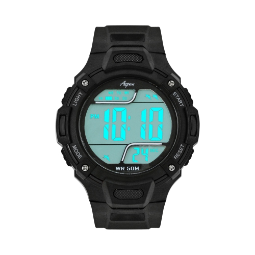Mens Digital Sports Watch, 44mm Large Face Digital Chronograph, Resin Strap, Military Time 12H/24H, Light Up, Alarm, Stopwatch, Water Resistant