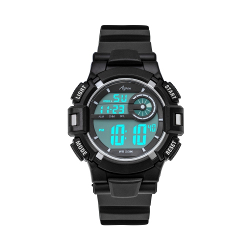 Mens Digital Sports Watch, 46mm Large Face Digital Chronograph, Resin Strap, Military Time 12H/24H, Light Up, Alarm, Stopwatch, Water Resistant