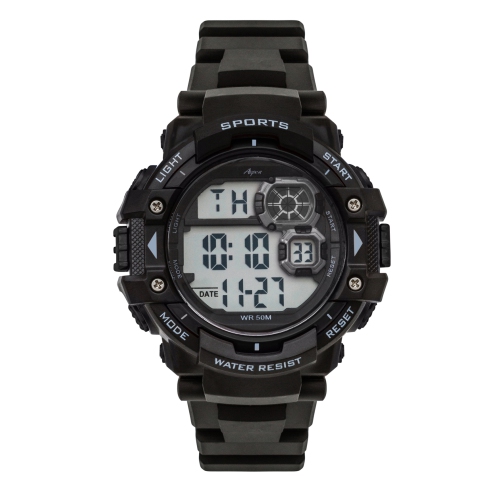 ASPEN  Mens Digital Sports Watch, 48MM Large Face Digital Chronograph, Resin Strap, Military Time 12H/24H, Light Up, Alarm, Stopwatch, Water Resistant
