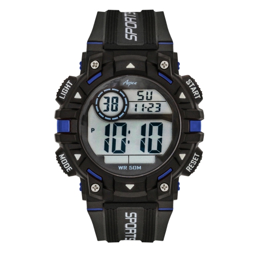 ASPEN  Mens Digital Sports Watch, 51MM Large Face Digital Chronograph, Resin Strap, Military Time 12H/24H, Light Up, Alarm, Stopwatch, Water Resistant