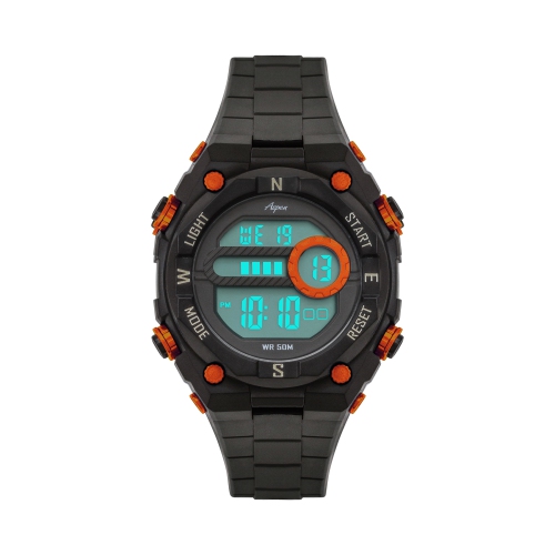 Mens Digital Sports Watch, 44mm Large Face Digital Chronograph, Resin Strap, Military Time 12H/24H, Light Up, Alarm, Stopwatch, Water Resistant