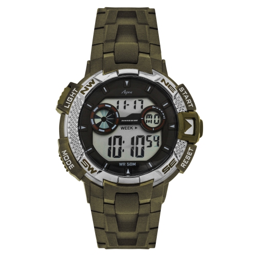 ASPEN  Mens Digital Sports Watch, 46MM Large Face Digital Chronograph, Resin Strap, Military Time 12H/24H, Light Up, Alarm, Stopwatch, Water Resistant
