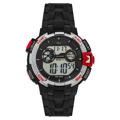 Mens Digital Sports Watch, 46mm Large Face Digital Chronograph, Resin Strap, Military Time 12H/24H, Light Up, Alarm, Stopwatch, Water Resistant