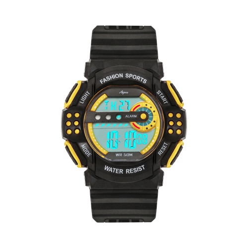 Mens Digital Sports Watch, 45mm Large Face Digital Chronograph, Resin Strap, Military Time 12H/24H, Light Up, Alarm, Stopwatch, Water Resistant