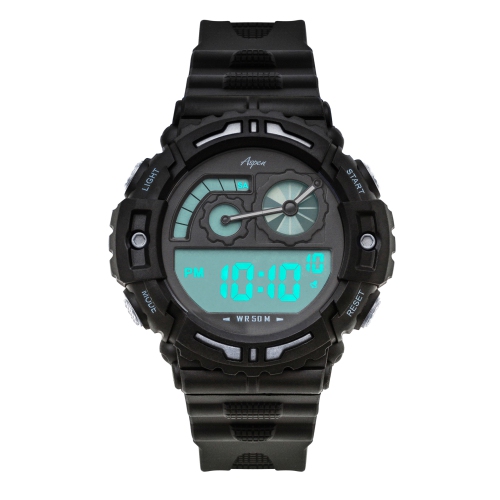 ASPEN  Mens Digital Sports Watch, 51MM Large Face Digital Chronograph, Resin Strap, Military Time 12H/24H, Light Up, Alarm, Stopwatch, Water Resistant