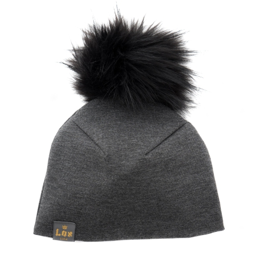 Lox Lion Single Pom Pom Bamboo Beanie - Grey