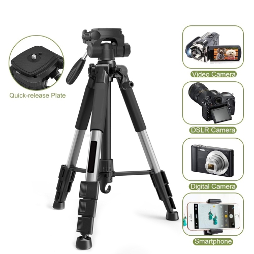 Camera Tripod Stand 55 Inch with Universal Phone Holder Carry Bag Aluminium Frame - axGear