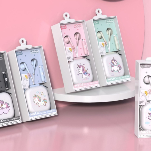 Earbuds Earphones Headphones Cute Unicorn Design with 3.5mm Stereo Audio - axGear