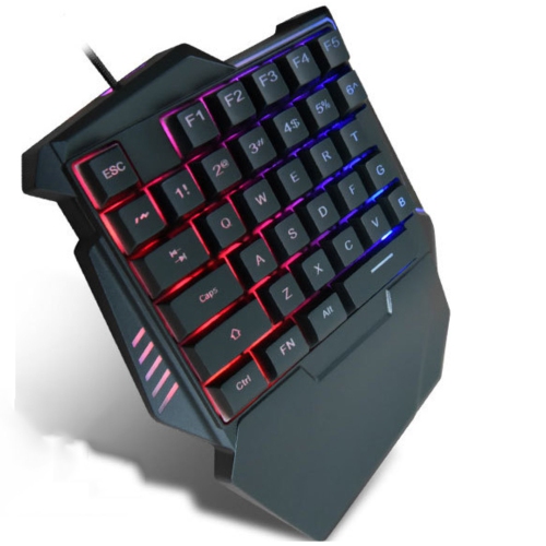 One-hand Gaming Keyboard Wired USB 35 Keys with RGB Rainbow Backlit Single Hand E-sport Multimedia Mini Keypad - axGear