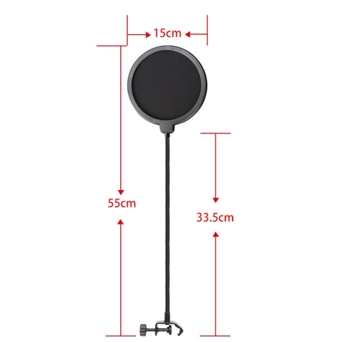 Miccrophone Pop Filter Cover Pour Mic Windscreen Métal Isolation Shield pour Enregistrement Vocal Noir - axGear