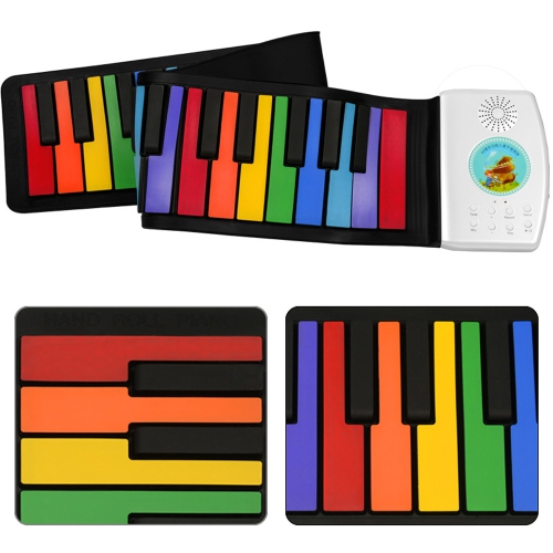 Clavier Piano Rainbow Piano Clavier Roll Up Piano 49 Touches Flexible Coloré Pliable Silicone Toddler - axGear