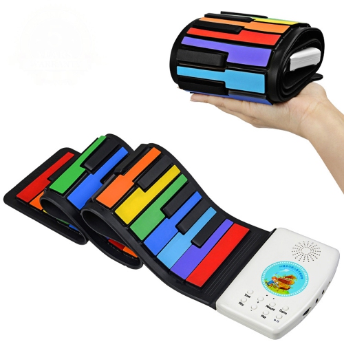Clavier Piano Rainbow Piano Clavier Roll Up Piano 49 Touches Flexible Coloré Pliable Silicone Toddler - axGear