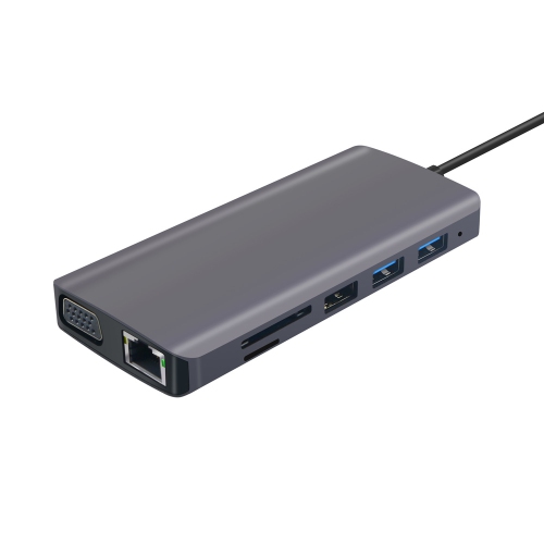 USB C Hub 8-in-1 VGA Gigabite RJ45 SD/TF USB HUB AUDIO HDMI PD Multiport - axGear