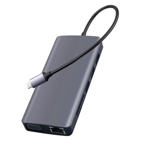 USB C Hub 8-in-1 VGA Gigabite RJ45 SD/TF USB HUB AUDIO HDMI PD Multiport - axGear