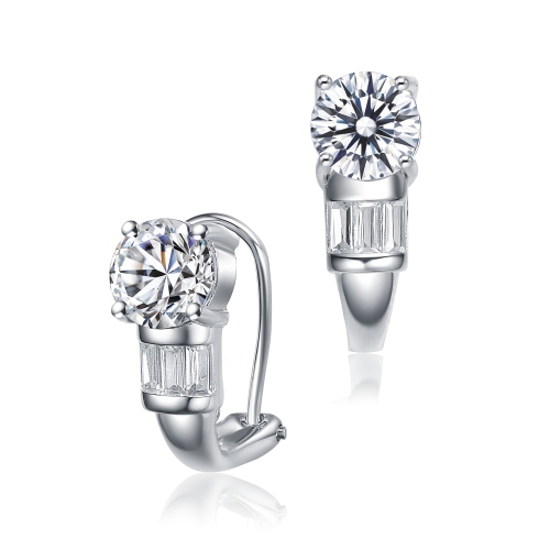 Rozzato Sterling Silver Cubic Zirconia Petite Hoop Earrings