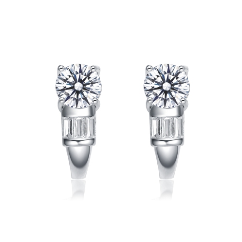 Rozzato Sterling Silver Cubic Zirconia Petite Hoop Earrings