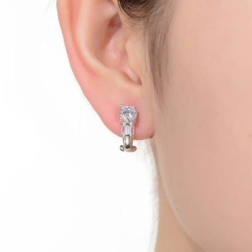 Rozzato Sterling Silver Cubic Zirconia Petite Hoop Earrings