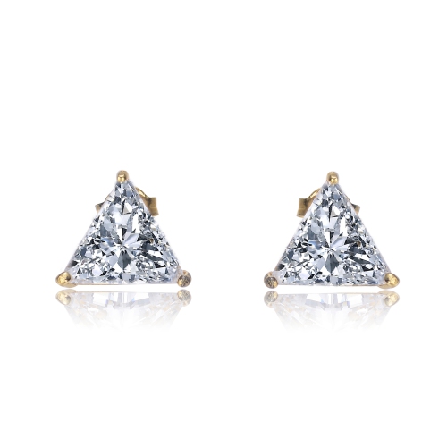 ROZZATO  Sterling Silver Plated Cubic Zirconia Triangle Earrings In Gold