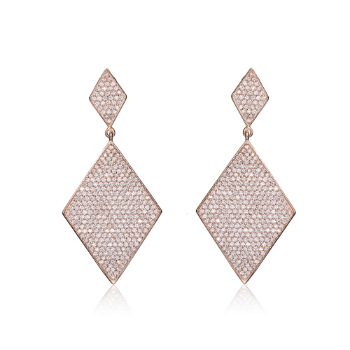 ROZZATO  Sterling Silver Rose Plated Cubic Zirconia Pave Drop Earrings In Gold