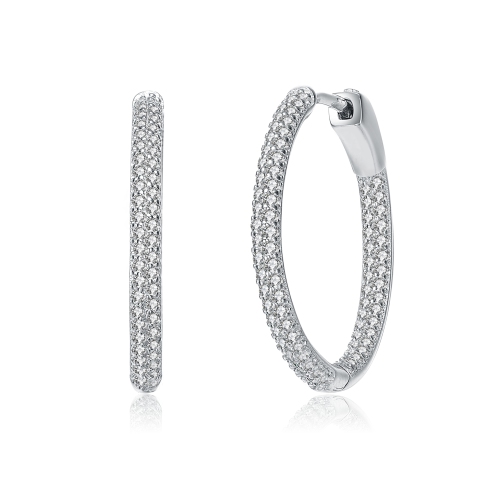 Rozzato Sterling Silver Cubic Zirconia Hoop Earrings